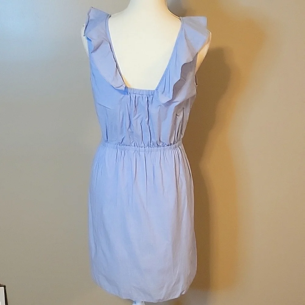 J Crew‎ Ruffle Sleeve Dress Blue Womens 4 - Picture 3 of 4